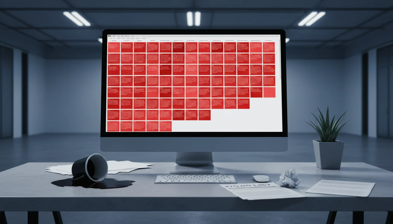 Calendrier éditorial surchargé symbolisant la publication de contenu en masse au détriment de la qualité