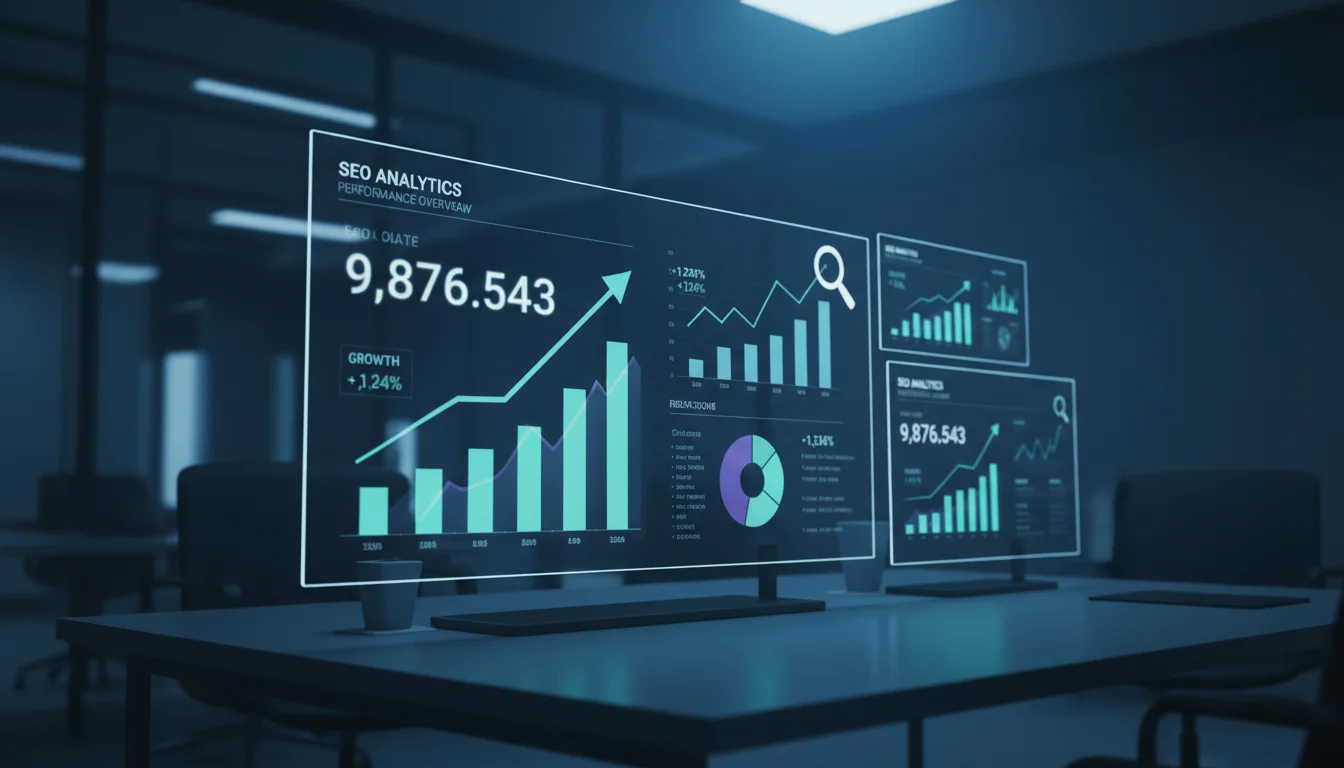 Dashboard SEO affichant des métriques de vanité aux courbes flatteuses mais trompeuses
