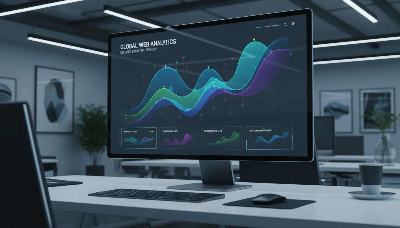 Dashboard Google Analytics montrant l'évolution du trafic organique d'un site B2B